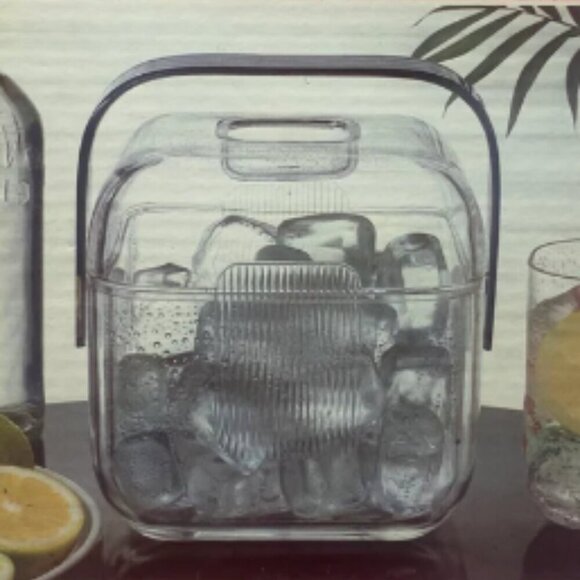 Italian Guzzini Ice Bucket Vintage 80s Modern Barware Amanda Clear Plastic - Picture 2 of 15